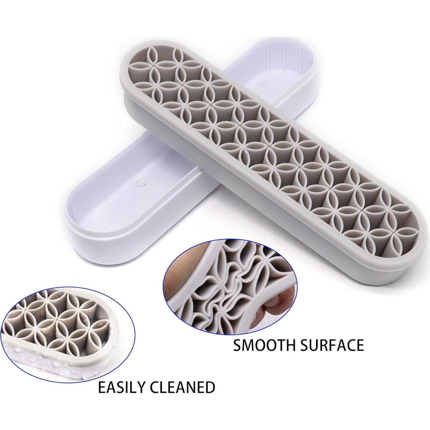 Soporte de Cepillo de Maquillaje Silicona GDFYMI Gris Claro 21x5cm