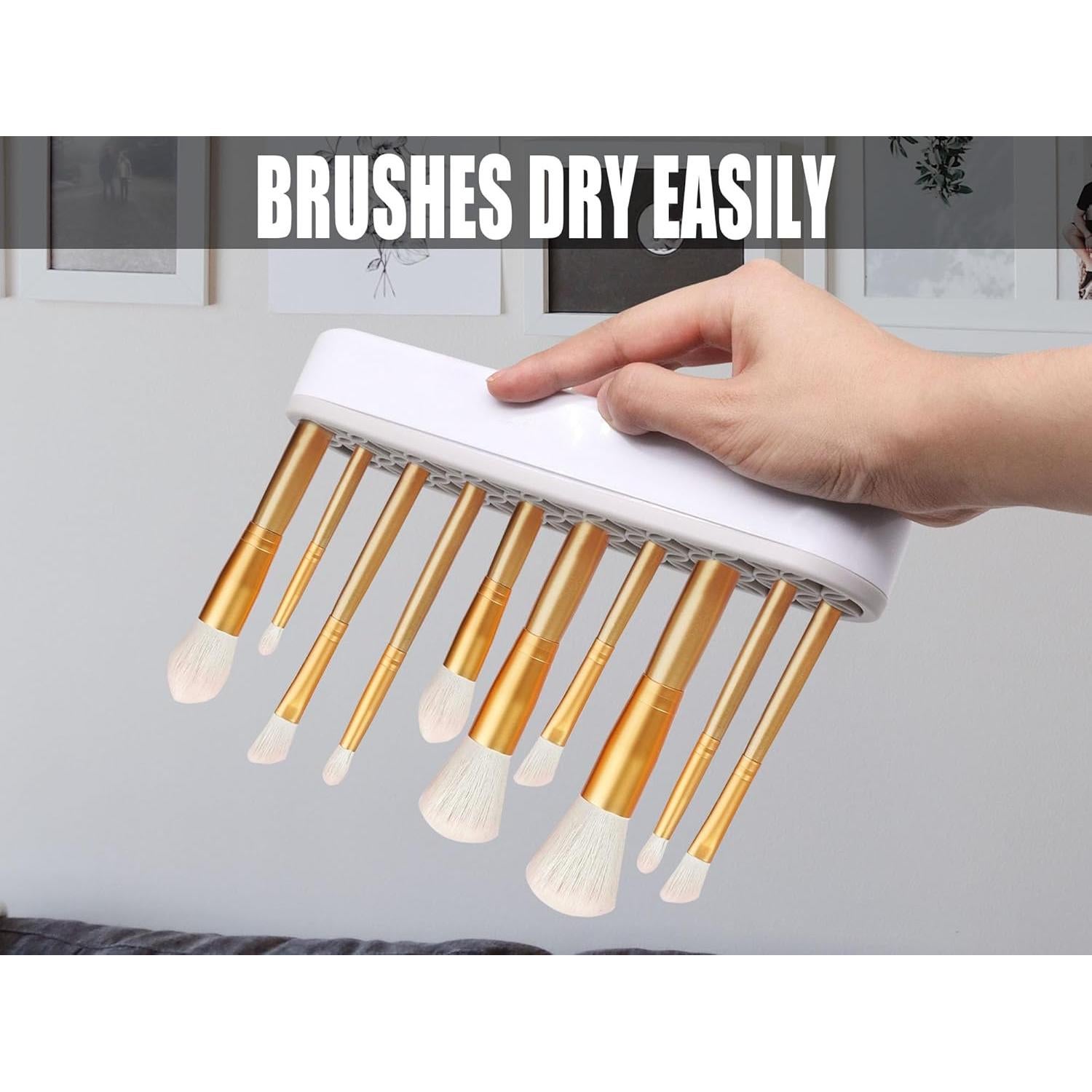 Soporte de Cepillo de Maquillaje Silicona GDFYMI Gris Claro 21x5cm