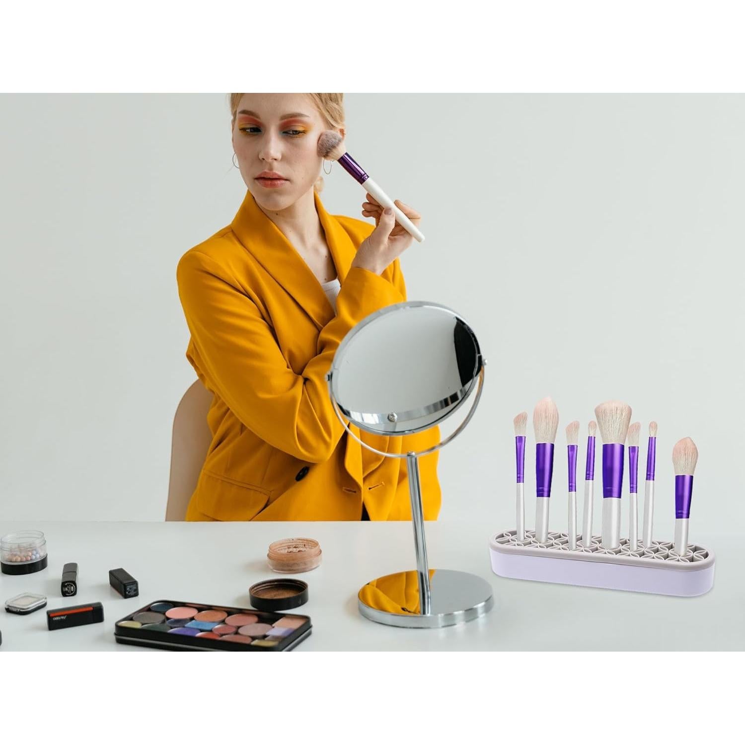 Soporte de Cepillo de Maquillaje Silicona GDFYMI Gris Claro 21x5cm