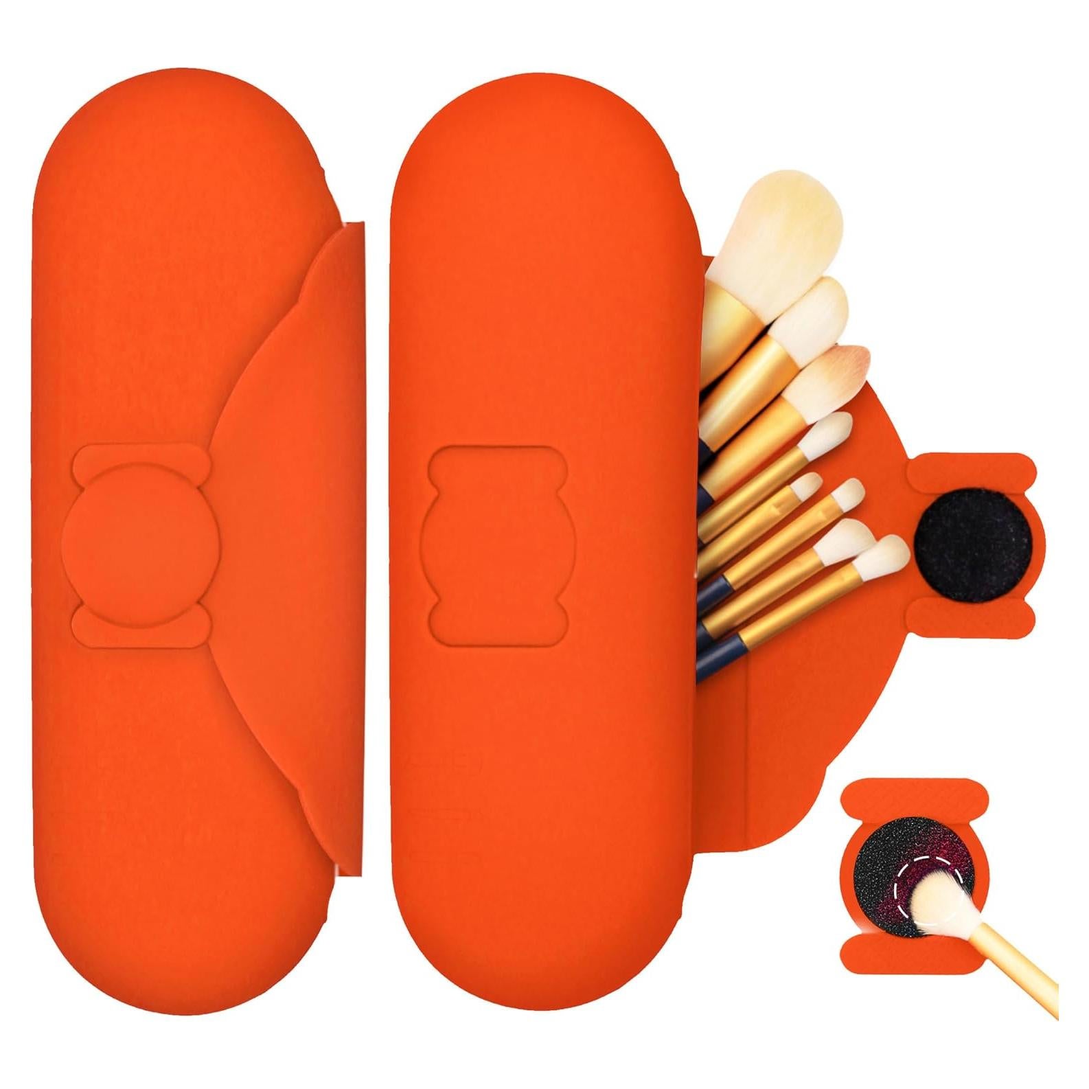 Estuche Organizador de Brochas de Maquillaje Silicona Naranja 22.95 cm