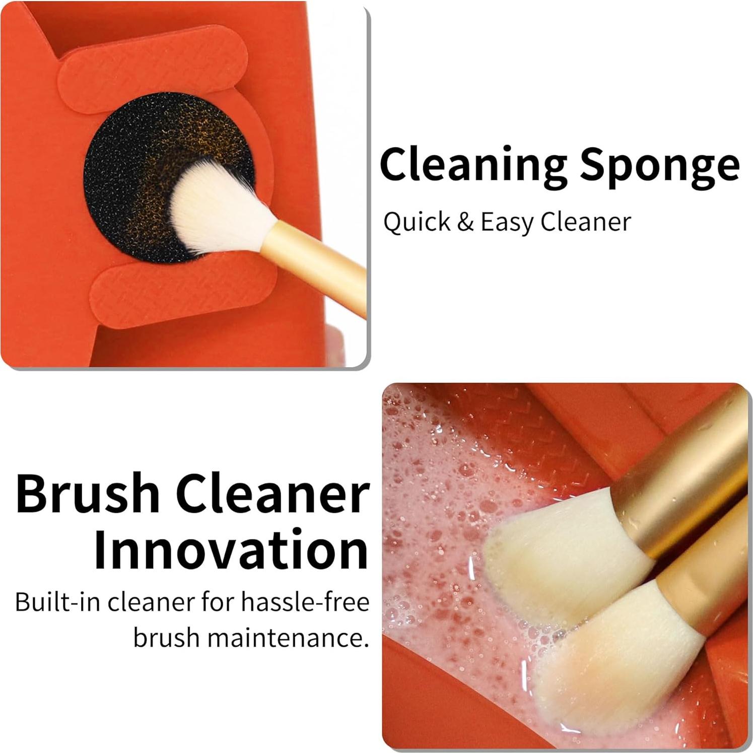 Estuche Organizador de Brochas de Maquillaje Silicona Naranja 22.95 cm