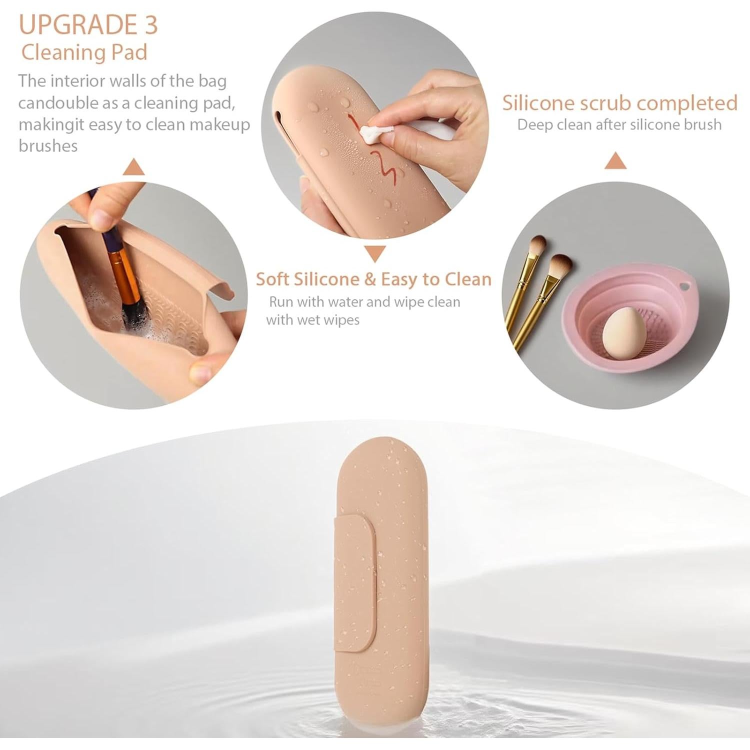 Soporte para Brochas de Maquillaje Silicona Boguyuehu 3-en-1