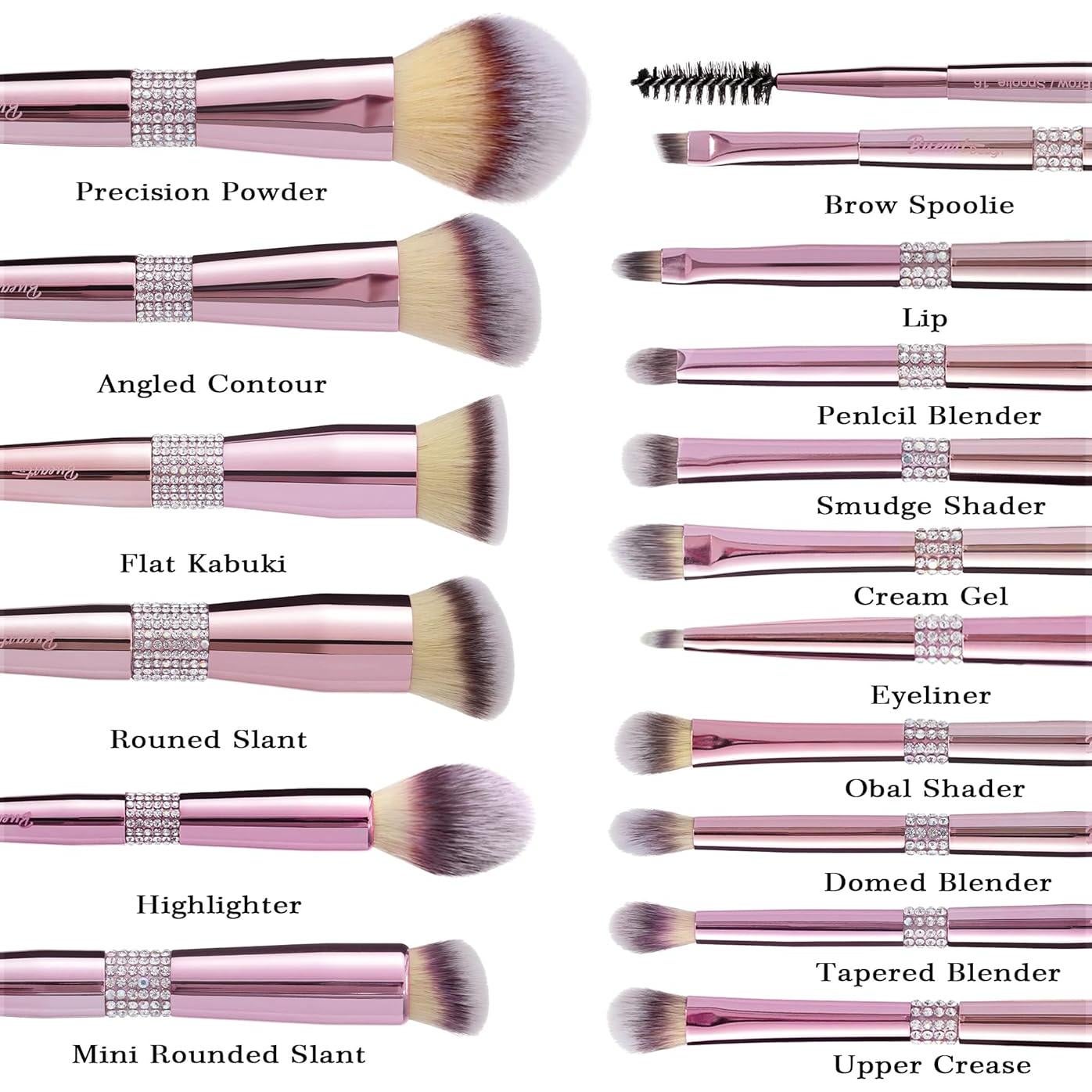 Conjunto de Pinceles de Maquillaje Bueart Design 16 Piezas Oro Rosa