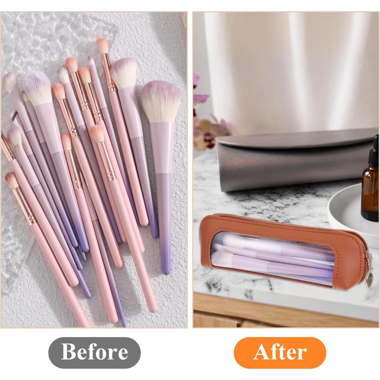 Estuche de Maquillaje Transparente Psyqtsuary Marrón 20x6.5cm