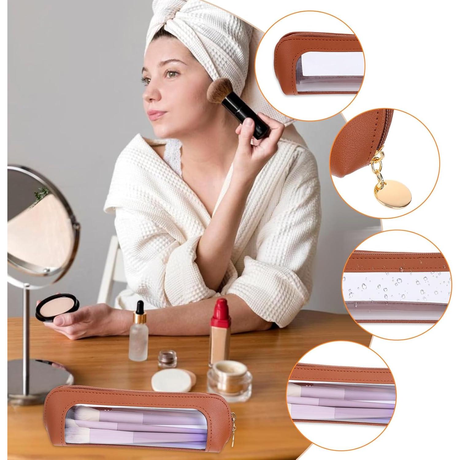 Estuche de Maquillaje Transparente Psyqtsuary Marrón 20x6.5cm