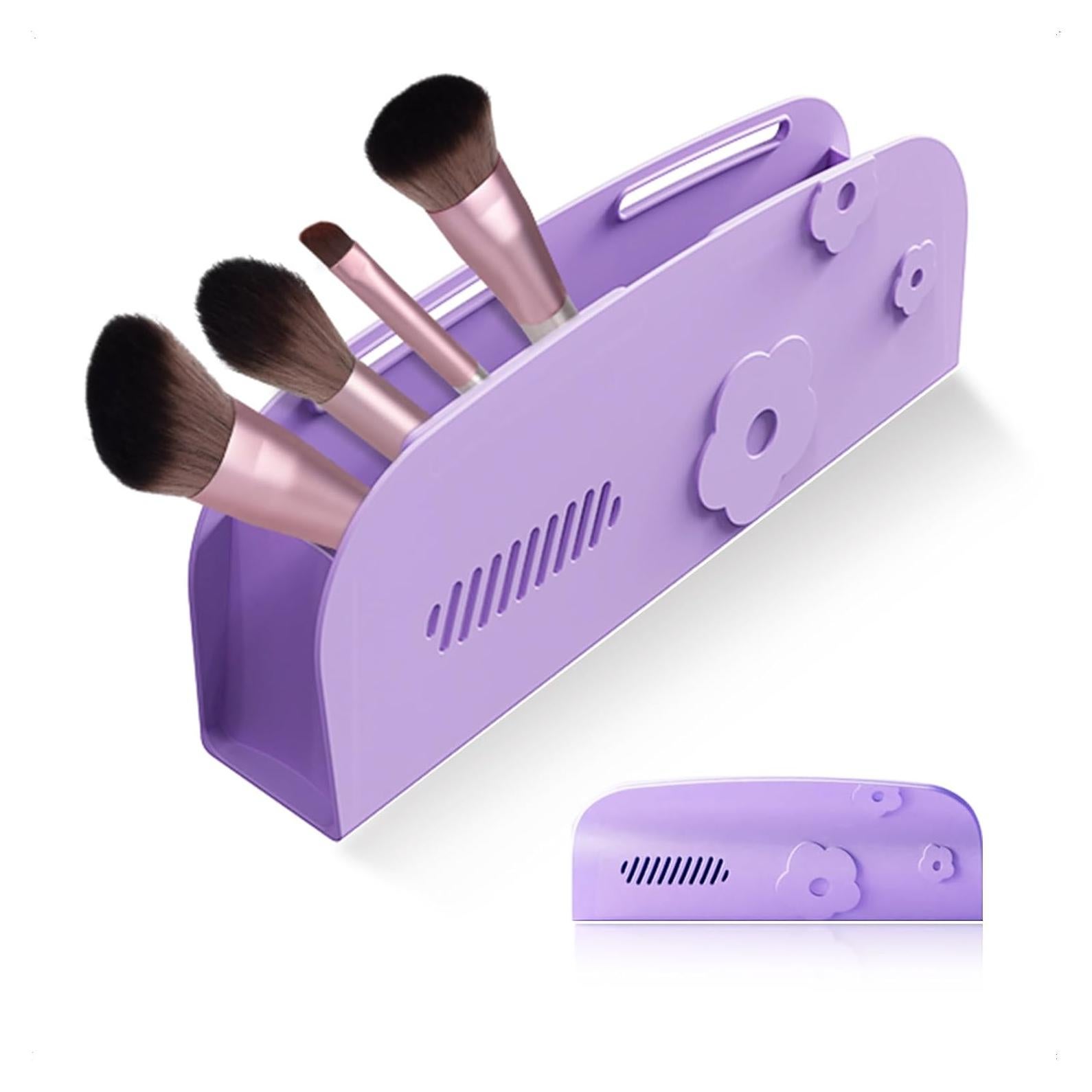 Soporte de Brochas de Maquillaje Silicona Pur Morado 22.8x15x4.3cm