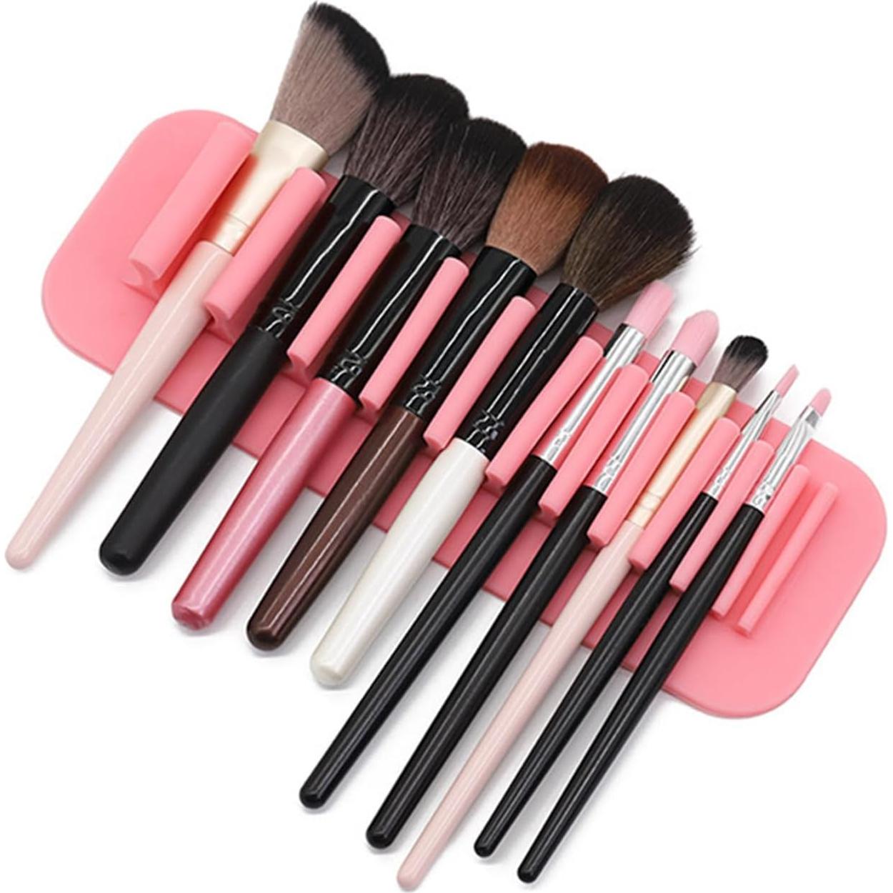 Soporte de Brochas de Maquillaje MEELYHOME Silicona Verde 11 Agujeros