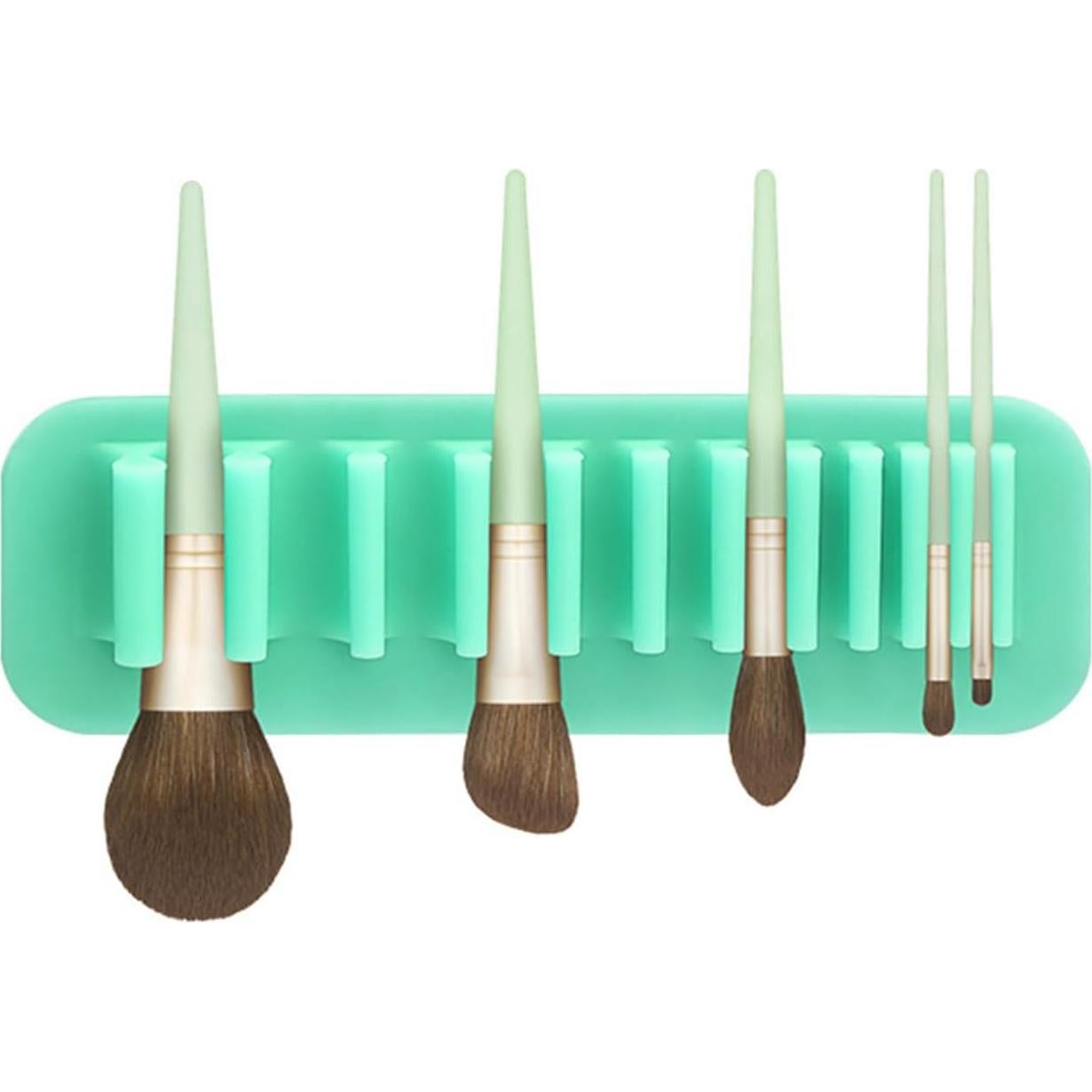 Soporte de Brochas de Maquillaje MEELYHOME Silicona Verde 11 Agujeros