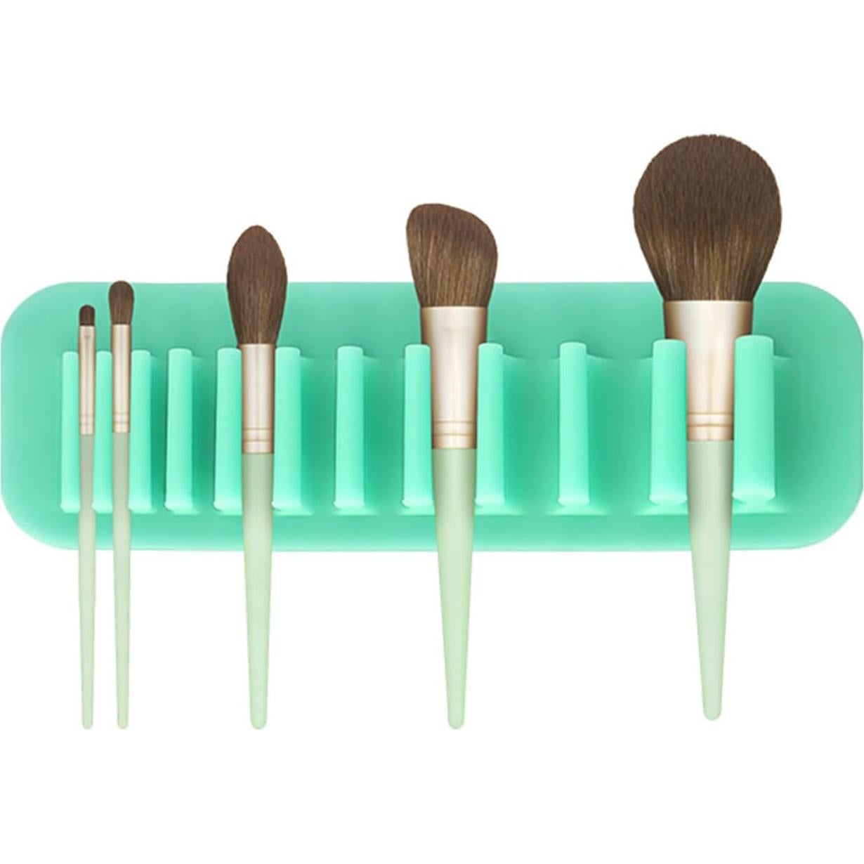 Soporte de Brochas de Maquillaje MEELYHOME Silicona Verde 11 Agujeros