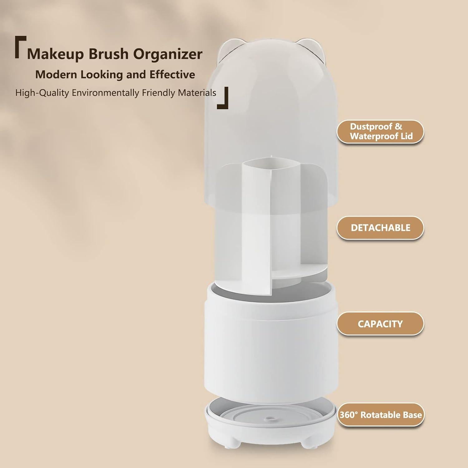 Organizador de Brochas de Maquillaje LtyTz Blanco Rotatorio 360°