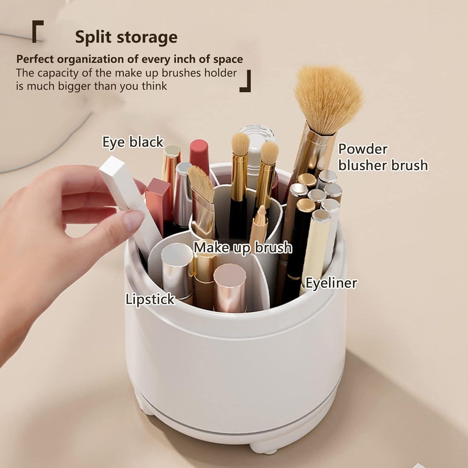 Organizador de Brochas de Maquillaje LtyTz Blanco Rotatorio 360°
