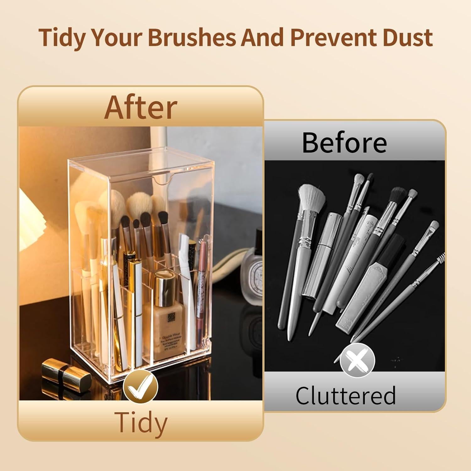 Organizador de Brochas de Maquillaje Singring Acrílico Transparente