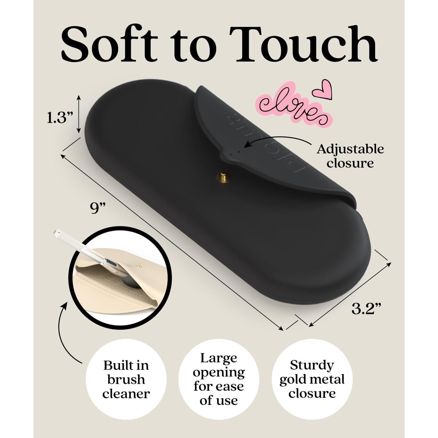 Estuche de Maquillaje Embla Negro para Brochas de Viaje 22.86cm