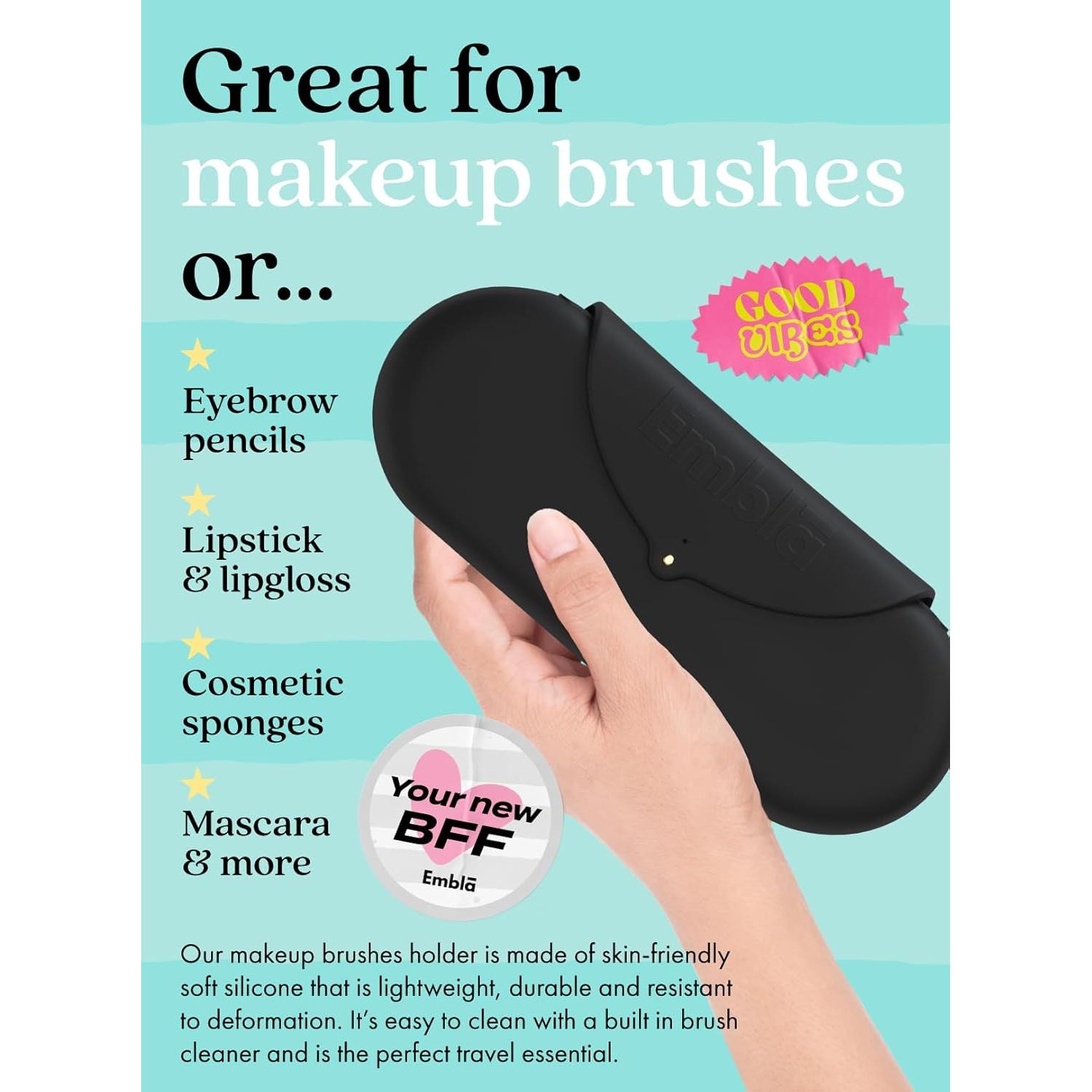 Estuche de Maquillaje Embla Negro para Brochas de Viaje 22.86cm