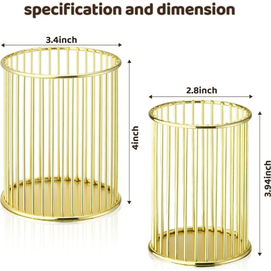 Soporte de Pluma de Metal Dorado YAMAJA - Organizador de Escritorio