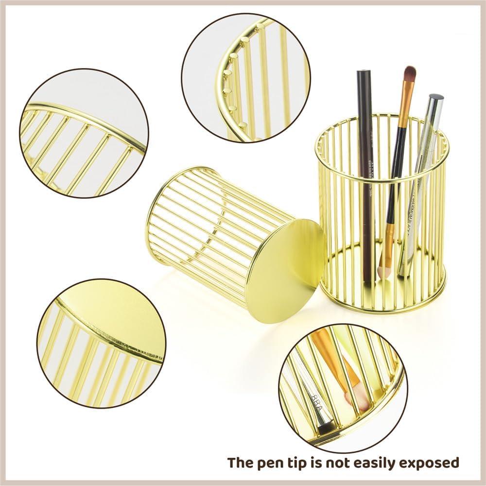 Soporte de Pluma de Metal Dorado YAMAJA - Organizador de Escritorio