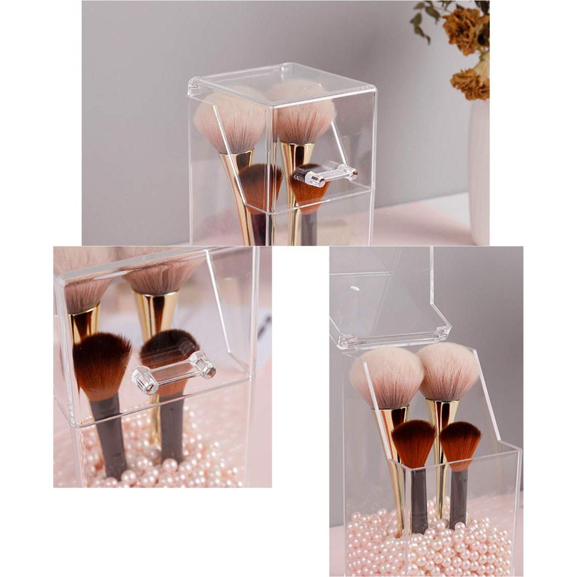 Organizador de Brochas de Maquillaje Acrílico Transparente 9x21cm