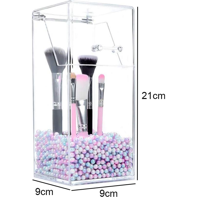 Organizador de Brochas de Maquillaje Acrílico Transparente 9x21cm