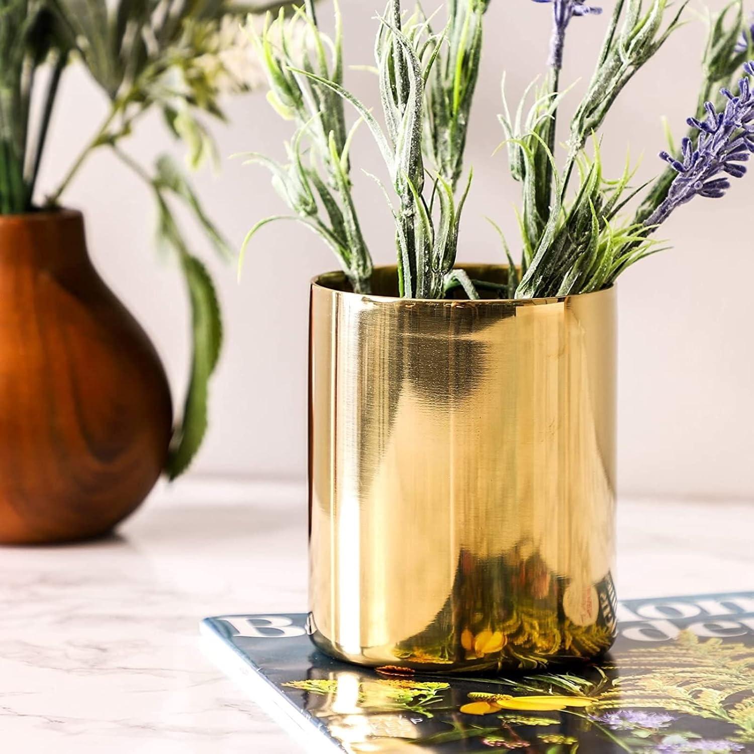 Organizador de Escritorio Juvale Dorado - Acero Inoxidable 8.1x9.9cm