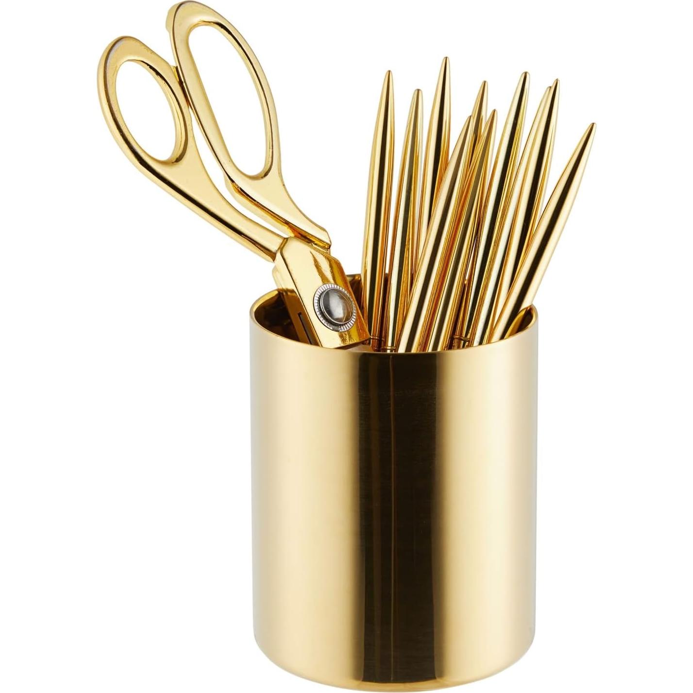 Organizador de Escritorio Juvale Dorado - Acero Inoxidable 8.1x9.9cm