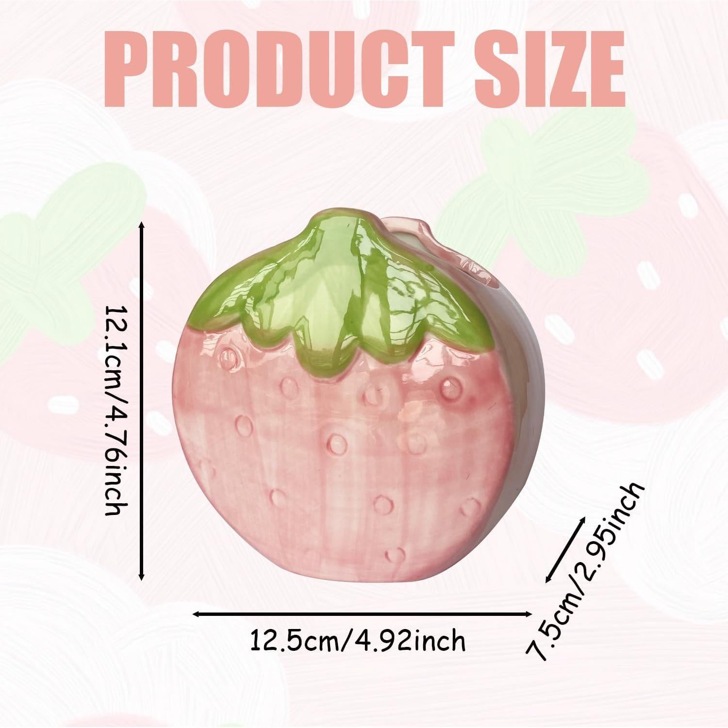 Soporte de Brochas de Maquillaje Cerámica Fresa LOTIKOU 12.5 cm Rosa