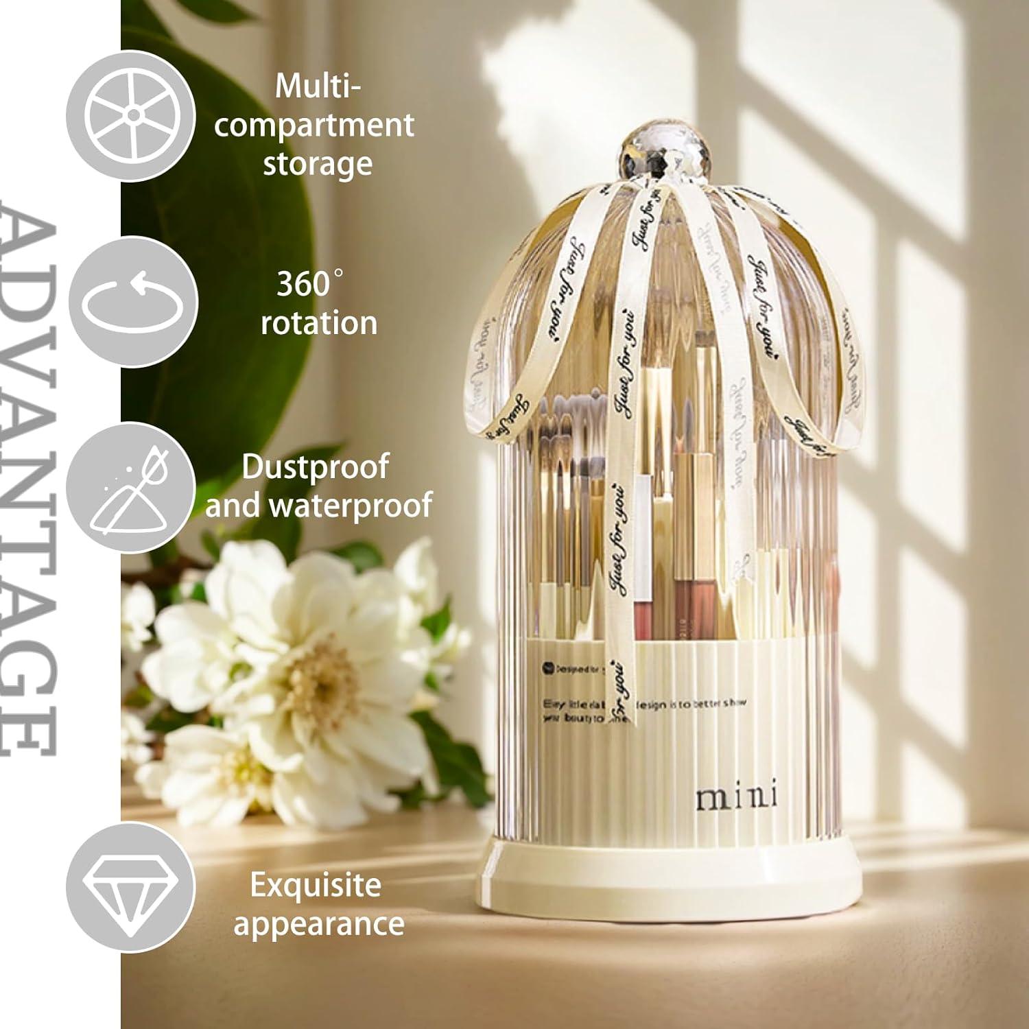 Soporte Organizador de Brochas JIANGLAI Plata 360° 7 Compartimentos