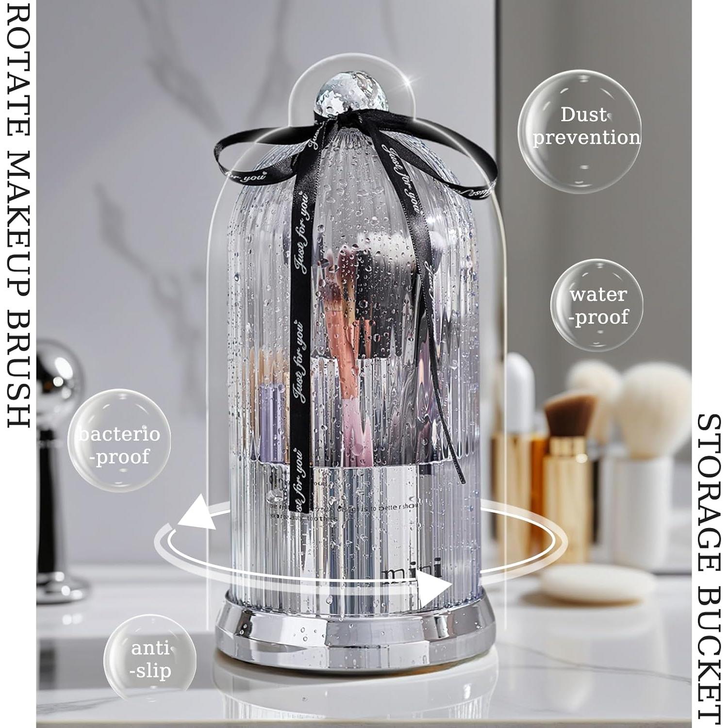 Soporte Organizador de Brochas JIANGLAI Plata 360° 7 Compartimentos