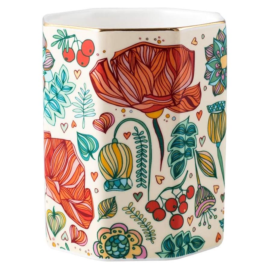 Soporte de Lápiz Cerámica YOSCO Flor 10 cm Organizador Escritorio