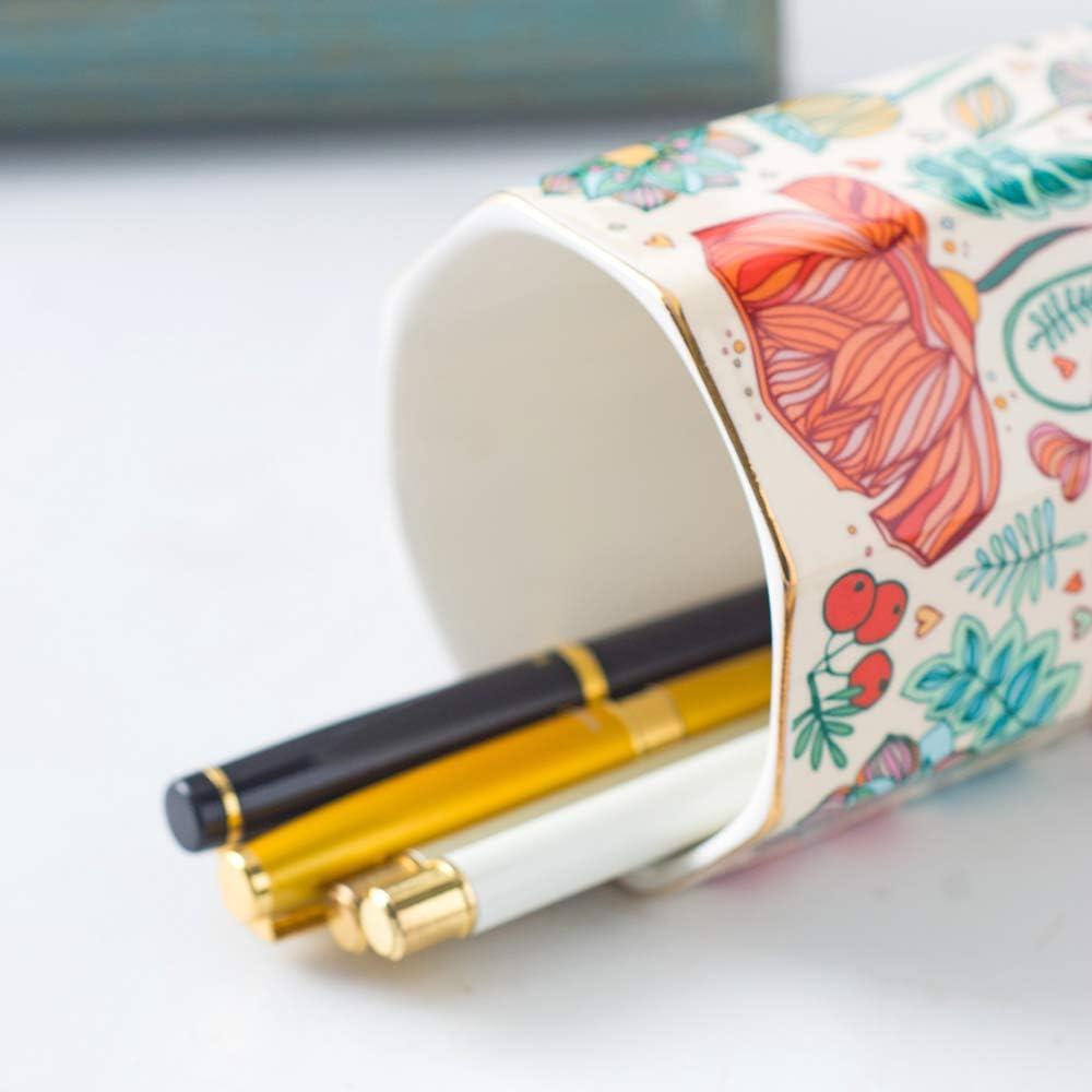 Soporte de Lápiz Cerámica YOSCO Flor 10 cm Organizador Escritorio