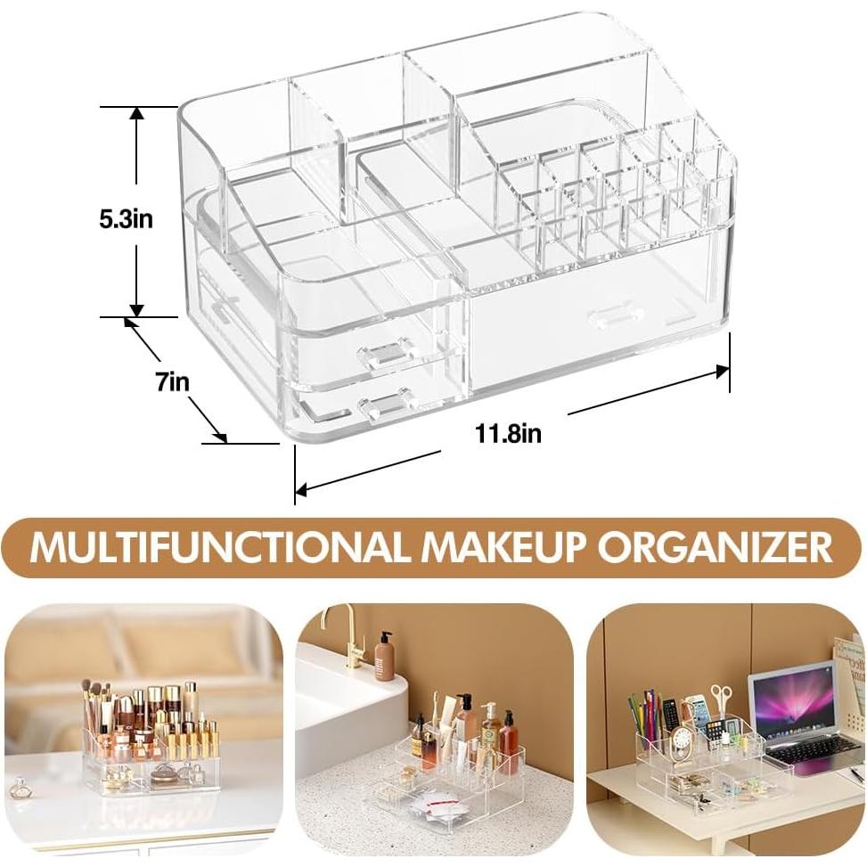 Organizador de Maquillaje Acrílico DALEMKY con Cajones 30x17.8x13.5cm