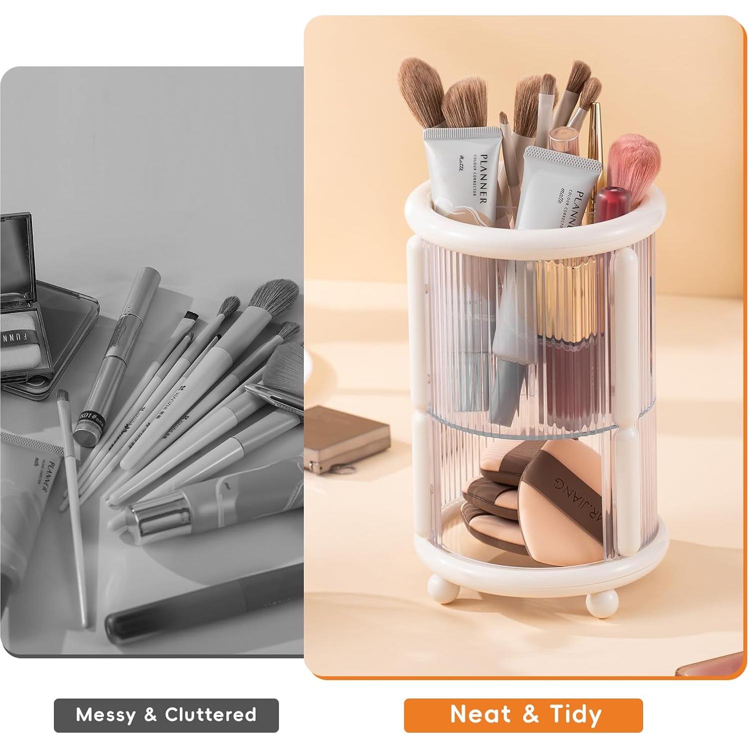 Organizador de Brochas de Maquillaje CLOKTA 2 Niveles Blanco