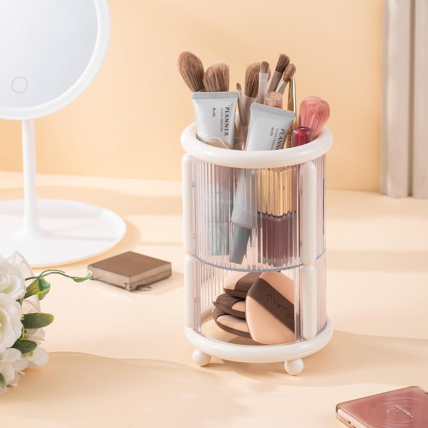 Organizador de Brochas de Maquillaje CLOKTA 2 Niveles Blanco
