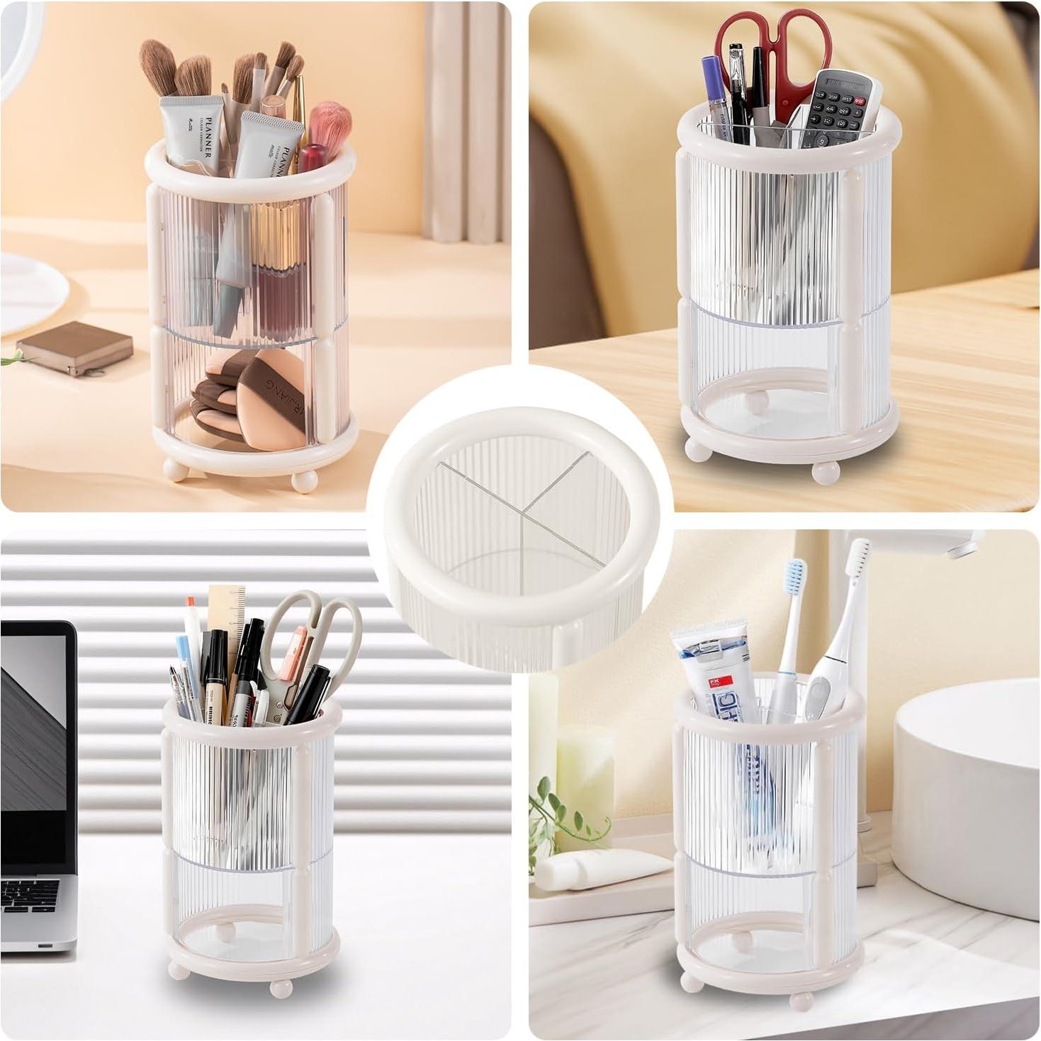 Organizador de Brochas de Maquillaje CLOKTA 2 Niveles Blanco