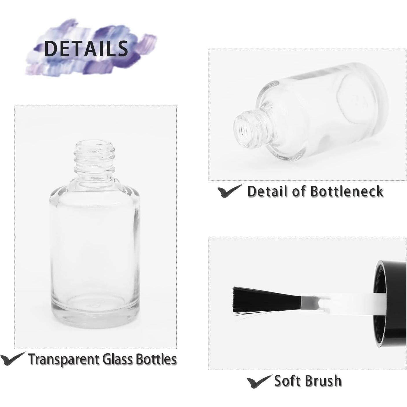 Botellas de Esmalte de Uñas Vacías Agidea 15ml - Paquete de 6