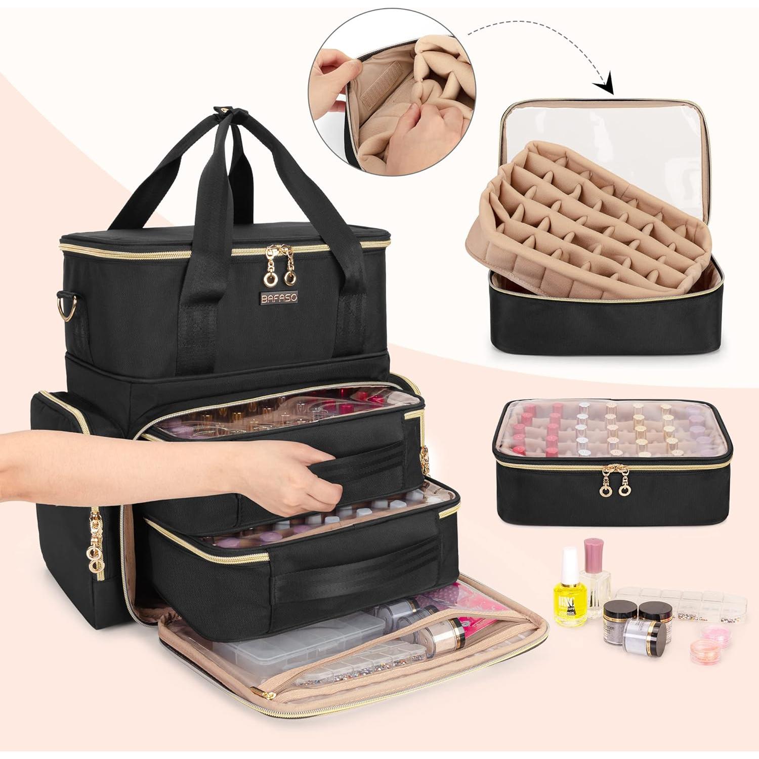 Organizador de Esmaltes BAFASO Doble Capa 70 Botellas Negro