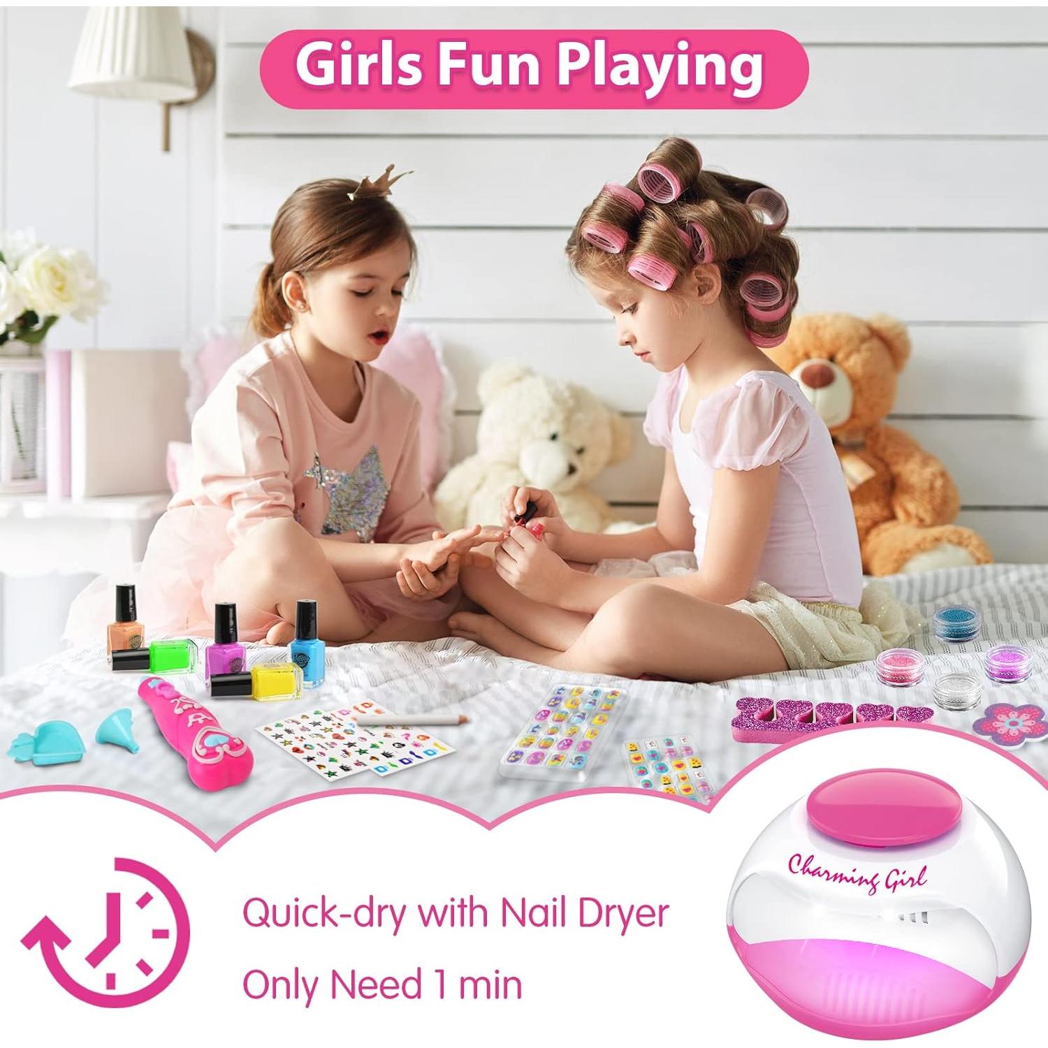 Set de Esmalte de Uñas BATTOP para Niñas 6-12 Años con Secador