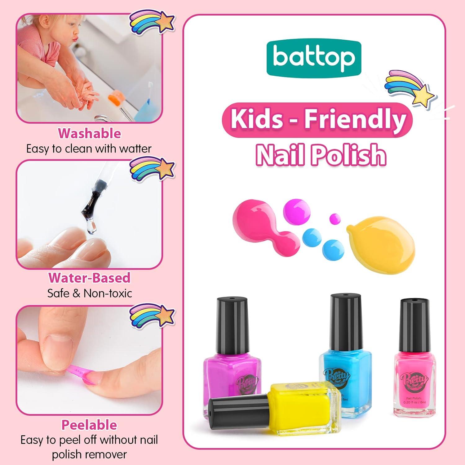 Set de Esmalte de Uñas BATTOP para Niñas 6-12 Años con Secador