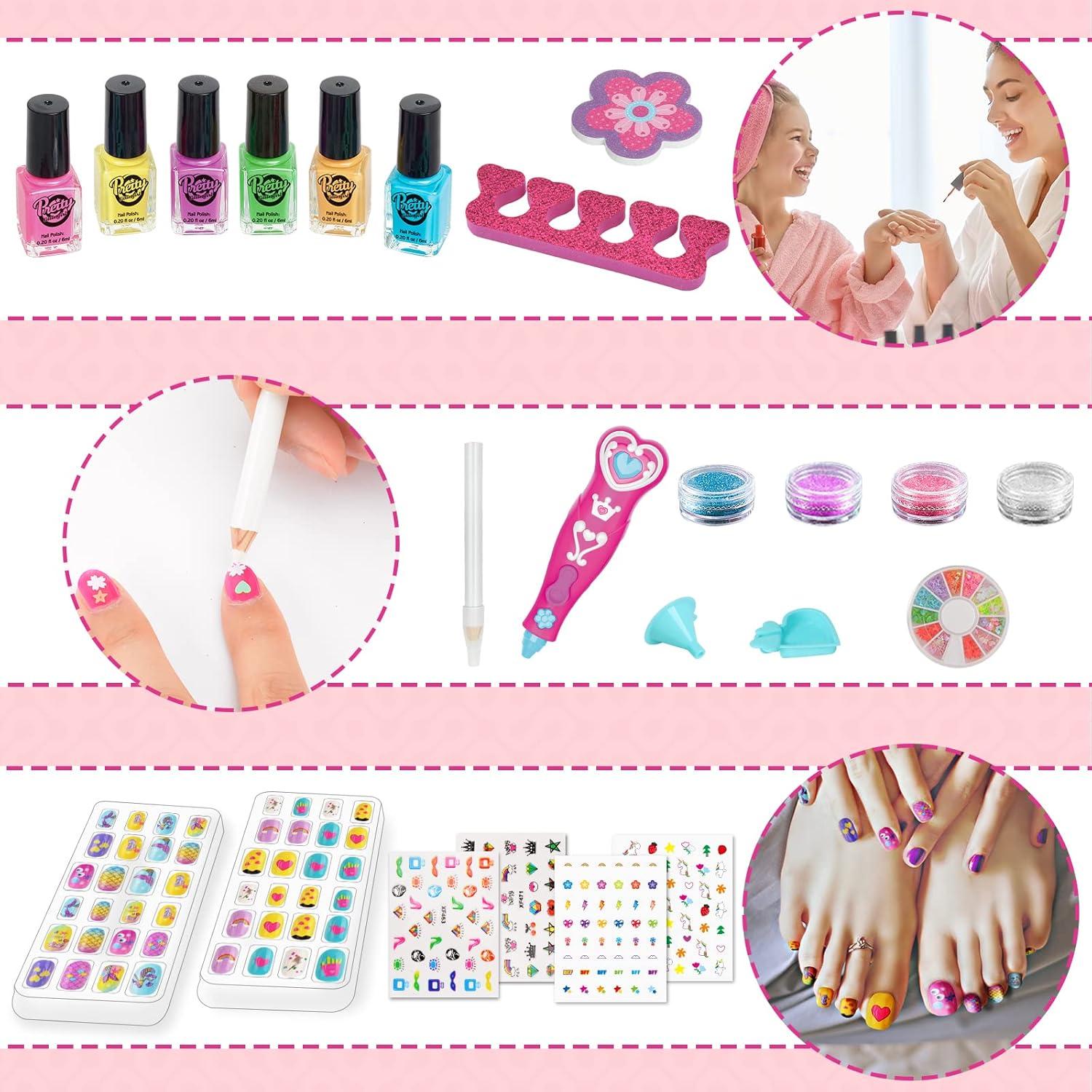 Set de Esmalte de Uñas BATTOP para Niñas 6-12 Años con Secador