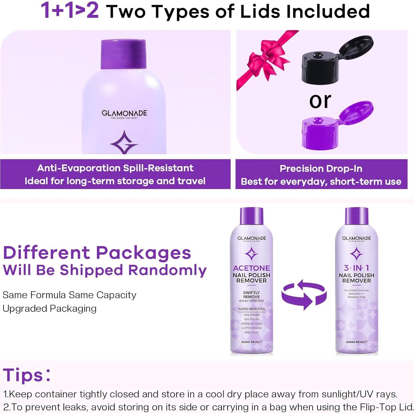 Removedor de Esmalte de Uñas Acetona Glamonade 236 ml Gel