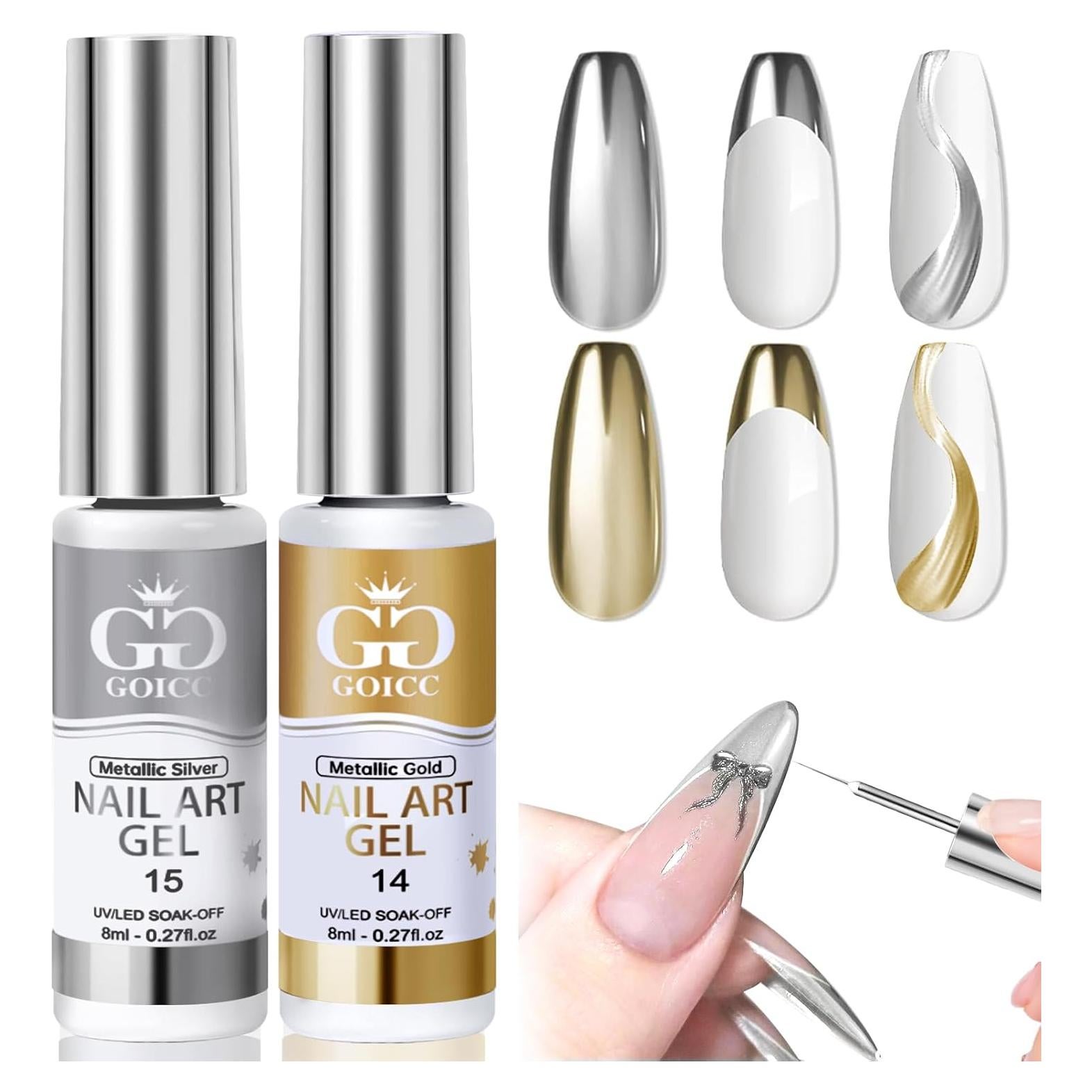 Esmalte de Uñas en Gel Metálico GOICC 8ml Dorado Cromo