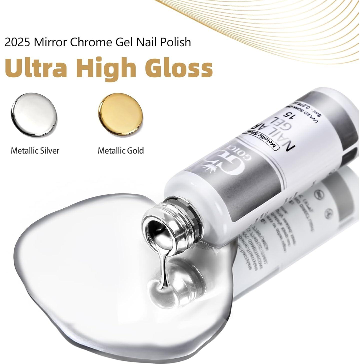 Esmalte de Uñas en Gel Metálico GOICC 8ml Dorado Cromo