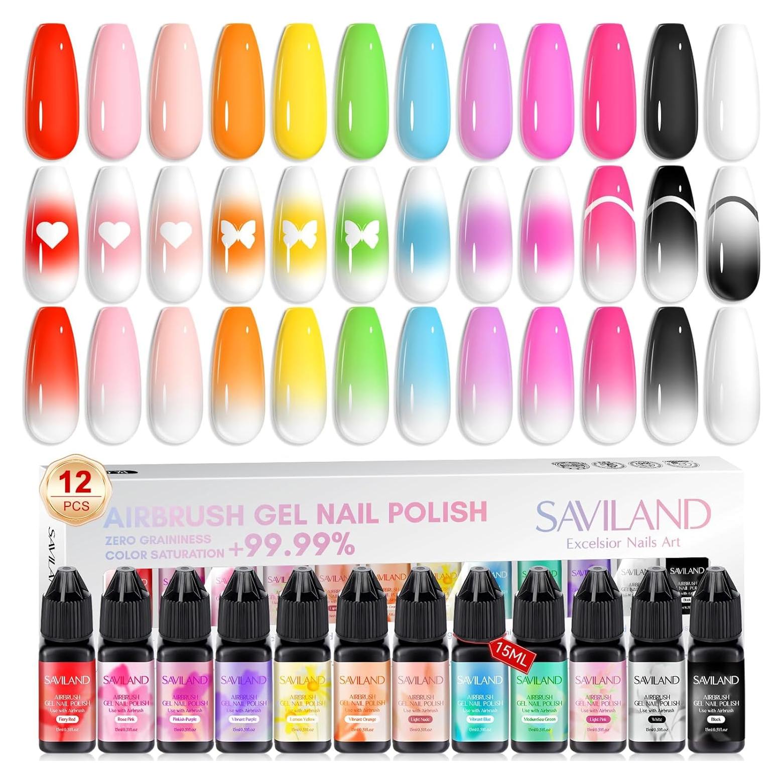 Set de 12 Esmaltes de Gel para Uñas SAVILAND 15ml