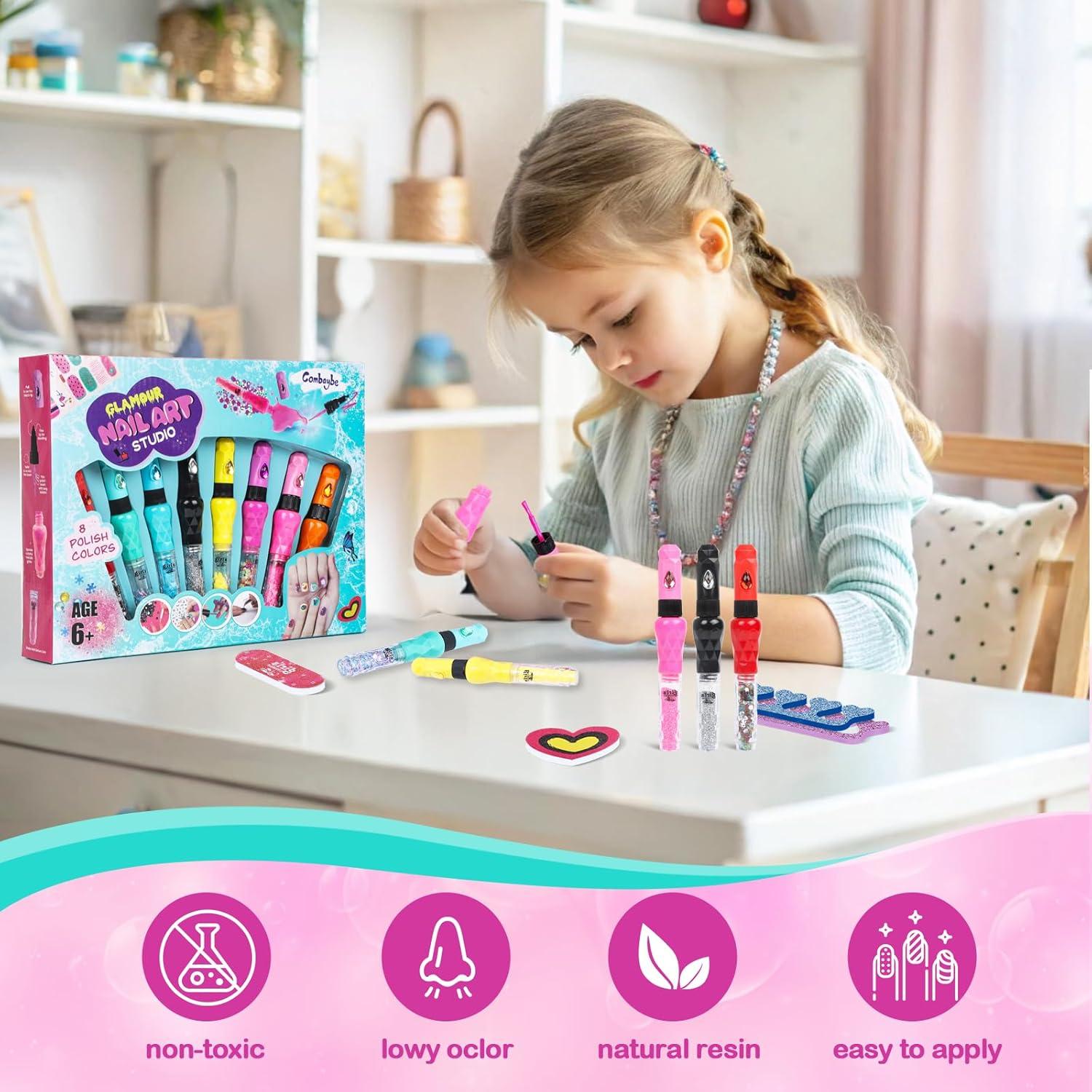 Kit de Esmalte de Uñas para Niñas Combaybe - 8 Colores No Tóxicos