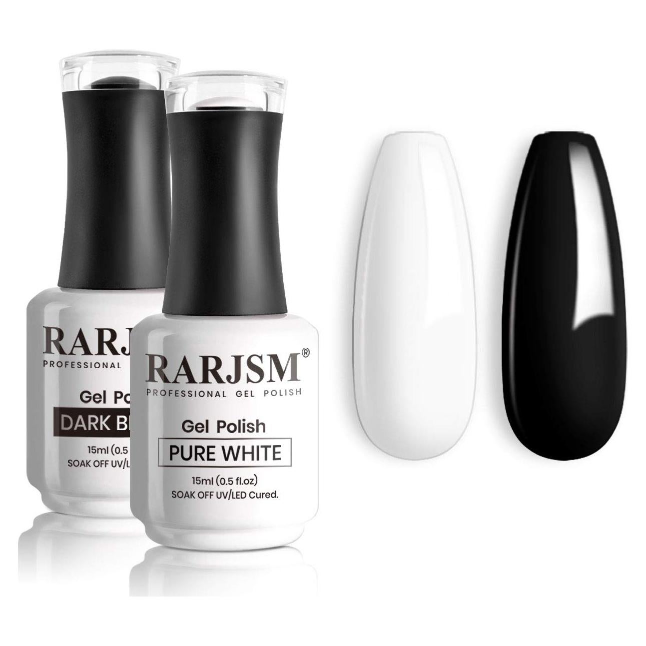 Kit de Esmalte de Uñas en Gel RARJSM 15ml Negro y Blanco