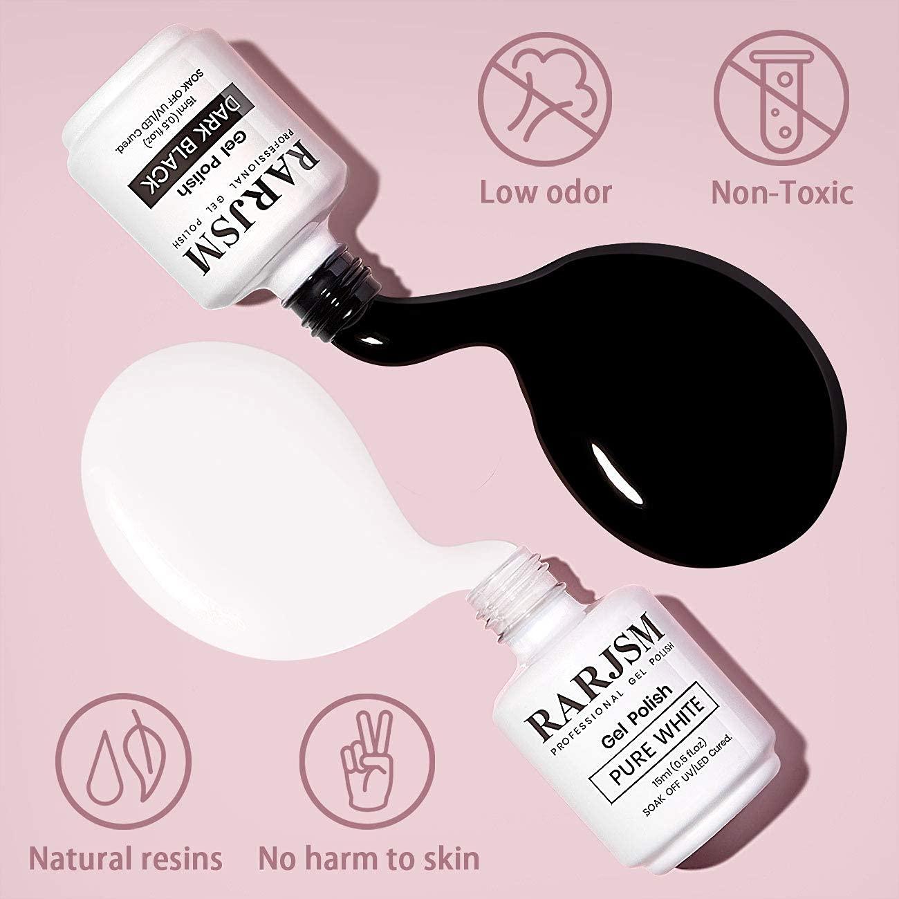 Kit de Esmalte de Uñas en Gel RARJSM 15ml Negro y Blanco