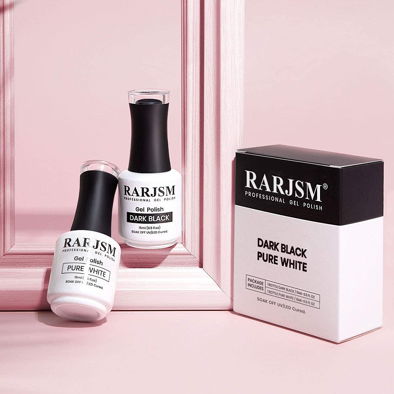 Kit de Esmalte de Uñas en Gel RARJSM 15ml Negro y Blanco