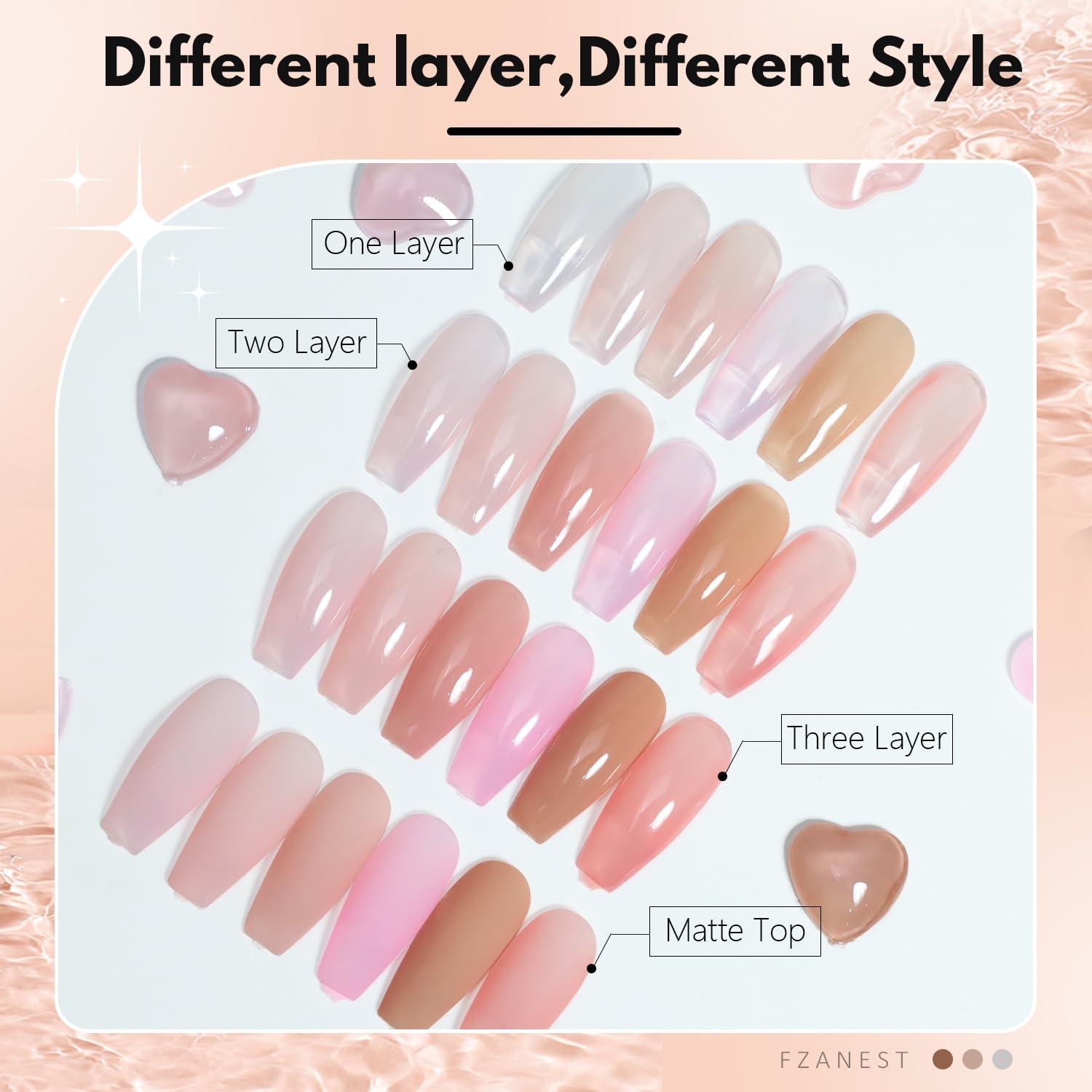 Set de Esmalte de Uñas Gel FZANEST 6 Colores Nude Transparente