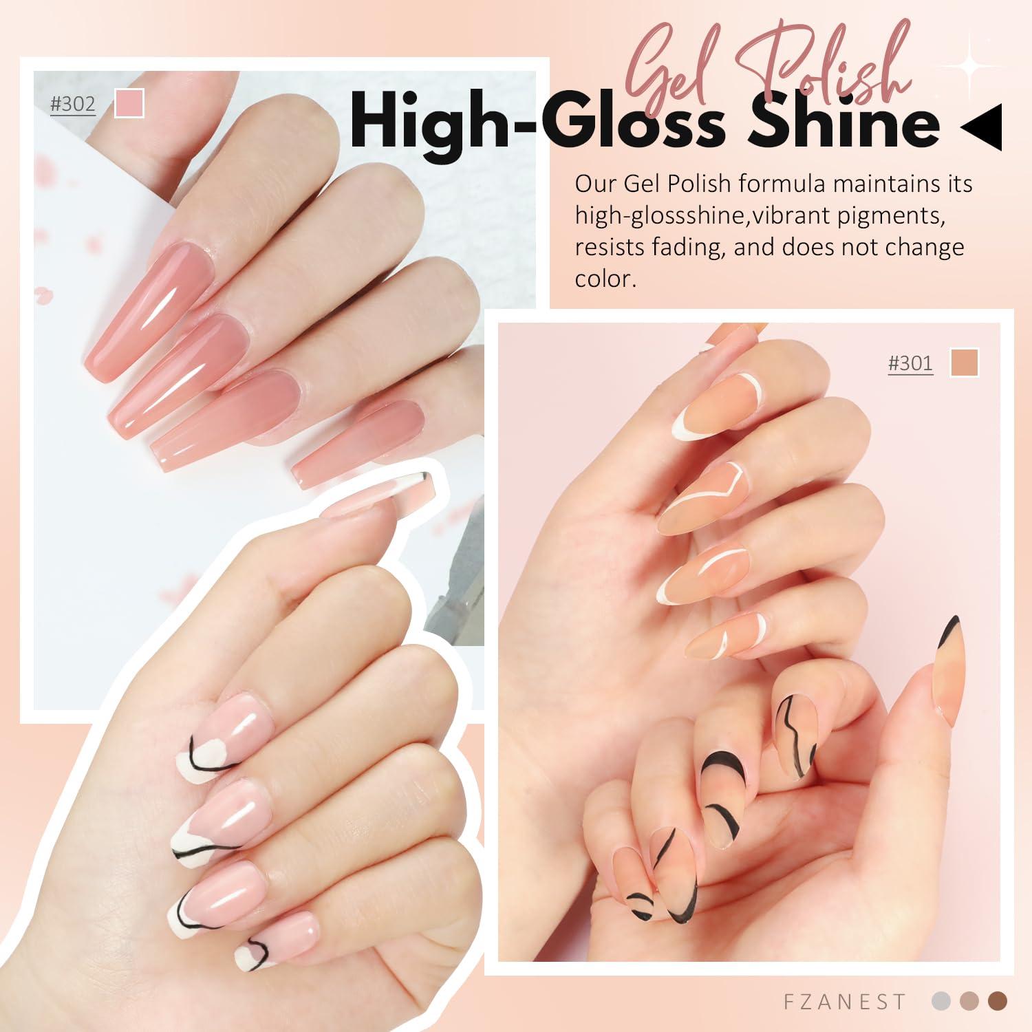 Set de Esmalte de Uñas Gel FZANEST 6 Colores Nude Transparente