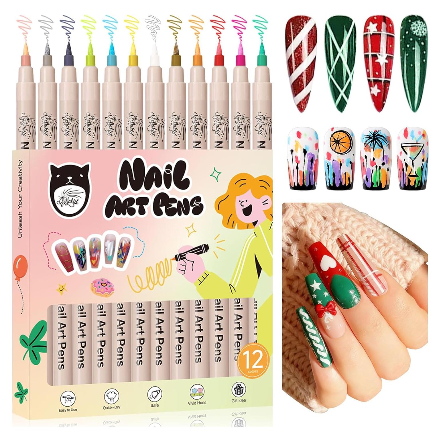 Juego de 12 Bolígrafos de Arte para Uñas GELLATIK 0.7mm