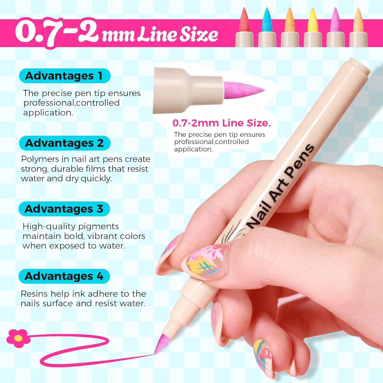 Juego de 12 Bolígrafos de Arte para Uñas GELLATIK 0.7mm